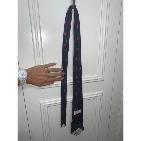 Vintage Hathaway Men's Silk Tie Navy Blue Santa Holiday Print - Picture 5 of 5